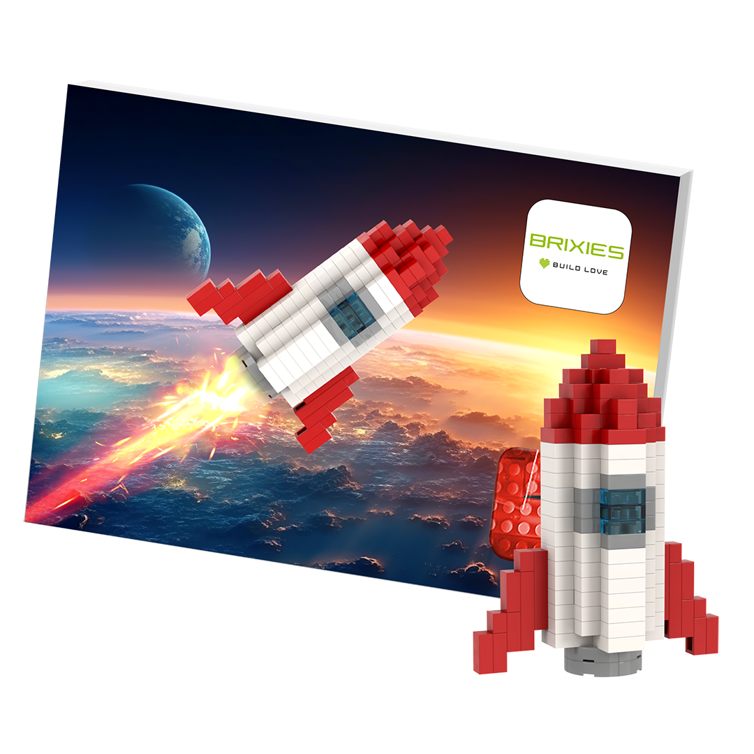 BRIXIES Postkarte Rakete